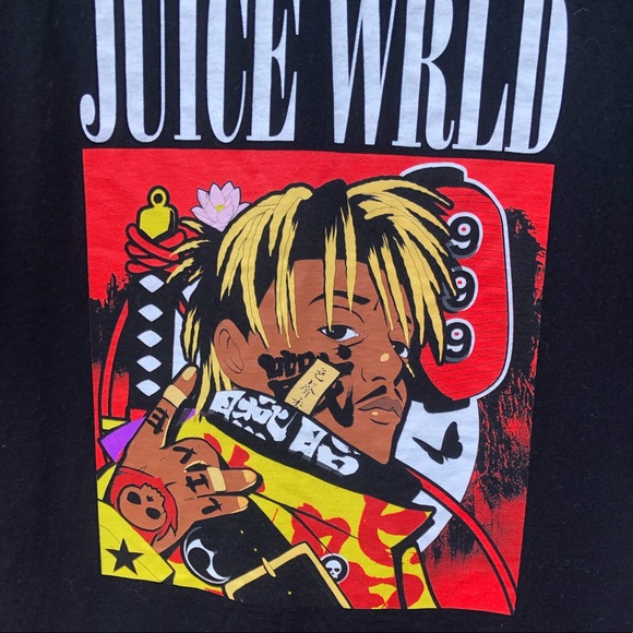 Juice Wrld Medium Graphic Tee Shirt Black Red Short Sleeve Black T-Shirt - Picture 2 of 4